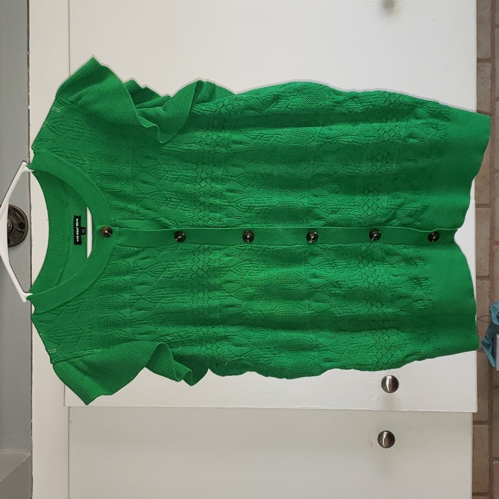 Green button up blouse size xl